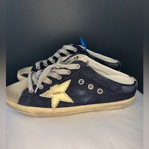 Denim and Gold Golden Goose Slip Ons